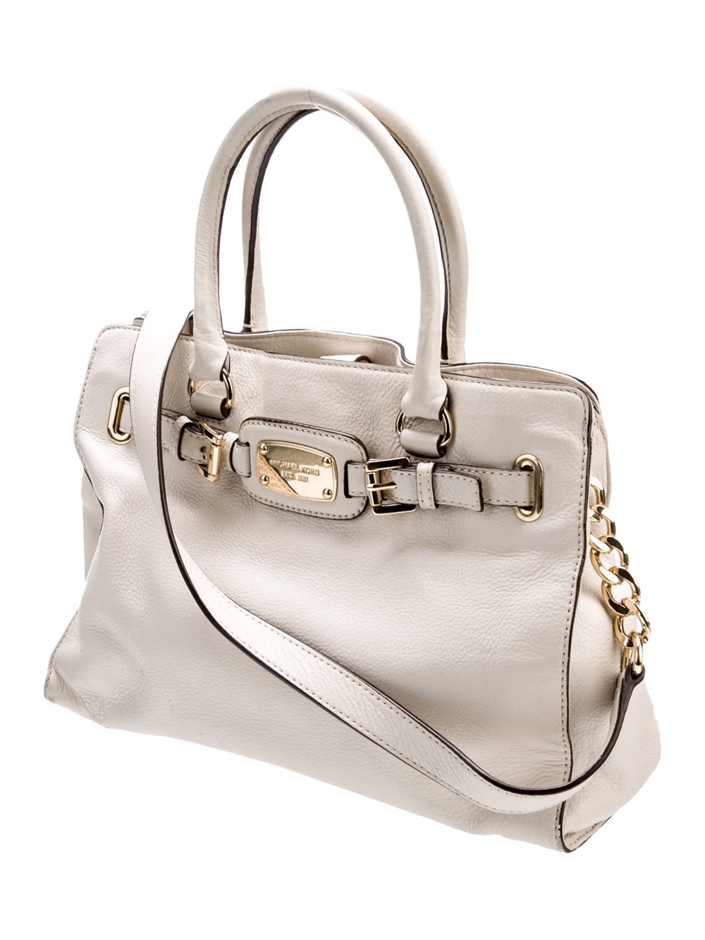 MICHAEL KORS $358 • 2014 Hamilton Satchel • Cream Saffiano Leather Satchel Tote